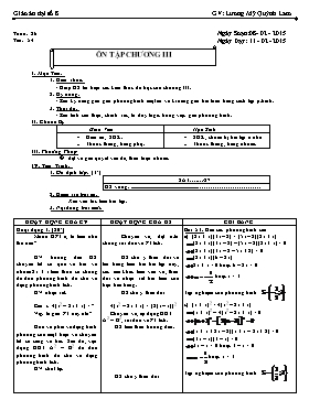 Giáo án Đại số 8 - GV: Quỳnh Lam - Tiết 54: Ôn tập chương III