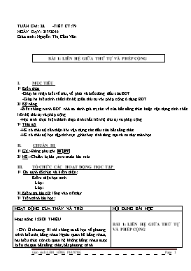 Giáo án Đại số 8 tiết 79: Liên hệ giữa thứ tự và phép cộng