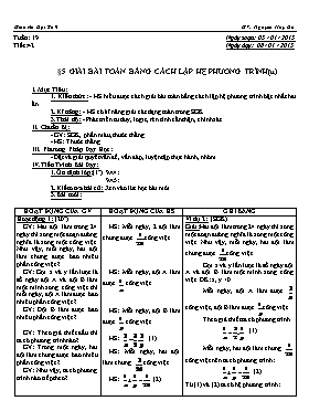 Giáo án Đại số 9 - GV: Nguyễn Huy Du - Tiết 42: Giải bài toán bằng cách lập hệ phương trình (tt)