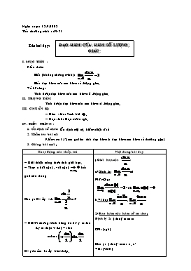 Giáo án Đại số và Giải tích 11 tiết 69 - 71: Đạo hàm của hàm số lượng giác