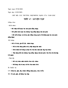 Giáo án Hình học 8 - Chủ đề: Các trường hợp đồng dạng của tam giác - Tiết 47: Luyện tập