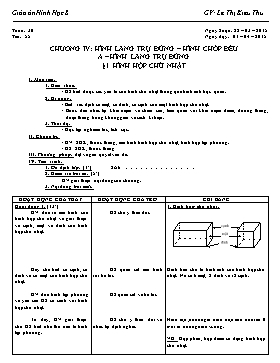 Giáo án Hình học 8 - GV: Lê Kiều Thu - Tiết 55: Hình hộp chữ nhật