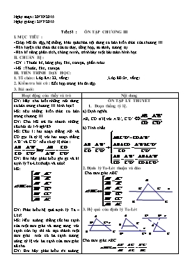 Giáo án Hình học 8 tiết 53: Ôn tập chương III