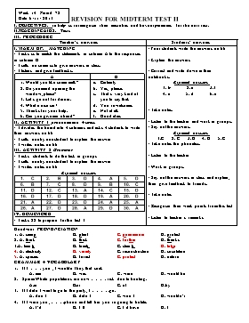 Giáo án Tiếng Anh 10 tiết 72: Revision for midterm test II