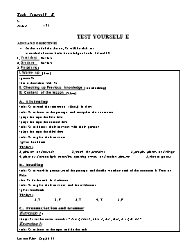 Giáo án Tiếng Anh 11 tiết 85: Test yourself E