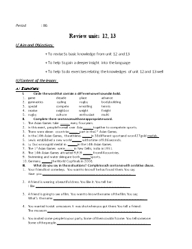 Giáo án Tiếng Anh 11 tiết 86: Review units 12, 13