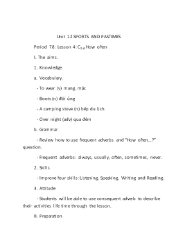 Giáo án Tiếng Anh 6 Unit 12: Sports and pastimes - Period 78: Lesson 4: C5-6 How often