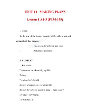 Giáo án Tiếng Anh 6 Unit 14: Making plans - Lesson 1 A1-3 (P134-135)