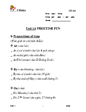 Giáo án Tiếng Anh 7 - Unit 14: Freetime fun - 2