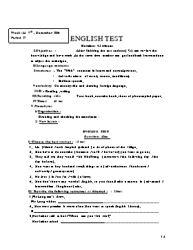 Giáo án Tiếng Anh 9 tiết 27: English test