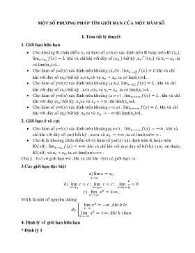 Một số phương pháp tìm giới hạn của một hàm số