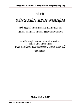 Sáng kiến kinh nghiệm Sử dụng định lý talet đảo để chứng minh hai đường thẳng song song