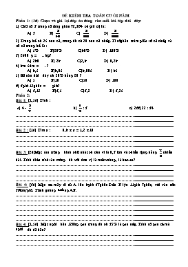 Đề kiểm tra toán cuối năm
