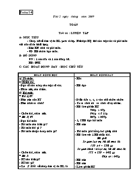 Giáo án dạy Toán lớp 3 - Tuần 14