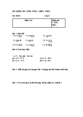 Bài khảo sát cuối tuần – Môn: Toán 2