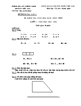 Đề kiểm tra cuối học kì II - Môn Toán khối 1