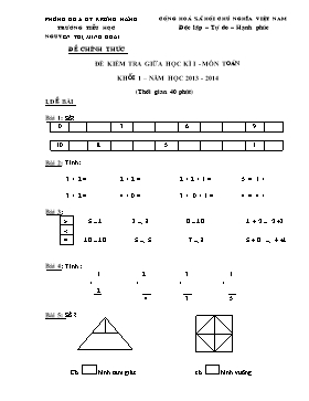 Đề kiểm tra giữa học kì 1 - Môn Toán khối 1