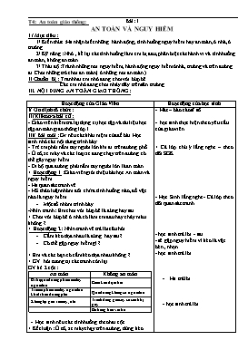 Giáo án An toàn giáo thông 1 cả năm