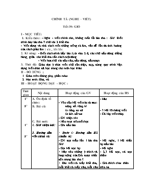 Giáo án Chính tả (nghe – viết) - Tiết 39: Gió