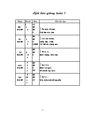 Giáo án dạy Lớp 1 cả năm