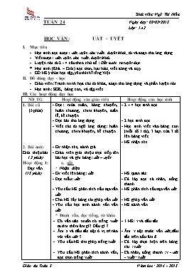 Giáo án Học vần 1: uất - uyết