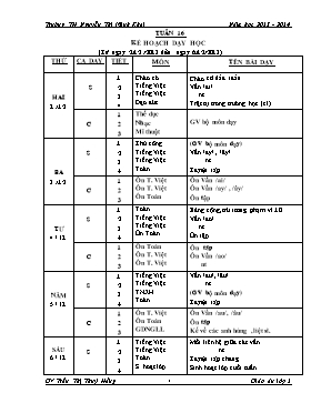 Giáo án Lớp 1 Tuần 16 - Trường TH Nguyễn Thị Minh Khai