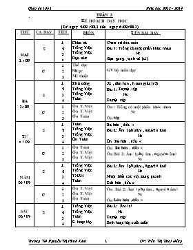 Giáo án Lớp 1 Tuần 3 - Trường TH Nguyễn Thị Minh Khai