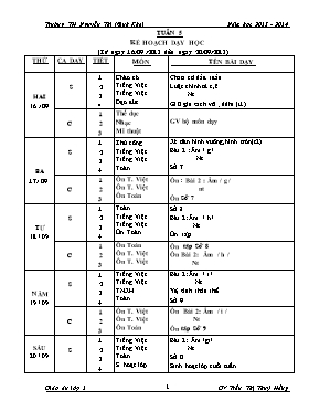 Giáo án Lớp 1 Tuần 5 - Trường TH Nguyễn Thị Minh Khai