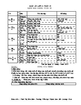 Giáo án lớp 2 - Tuần 19