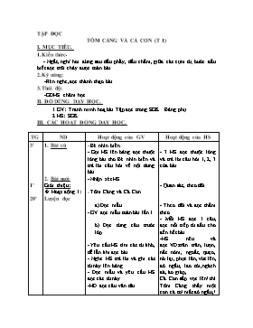 Giáo án môn Tập đọc lớp 2 - Tôm càng và cá con (tiết 1)