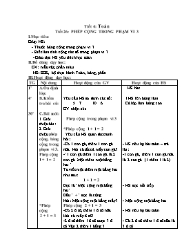 Giáo án Toán 1 tiết 26: Phép cộng trong phạm vi 3