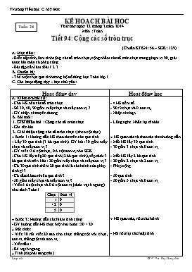 Giáo án Toán 1 tiết 94: Cộng các số tròn trục