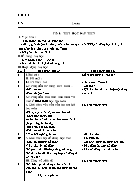 Giáo án Toán + Tiếng việt Lớp 1 - Tuần 1 đến 16