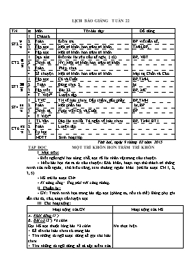 Kế hoạch dạy học lớp 2 - Tuần 22