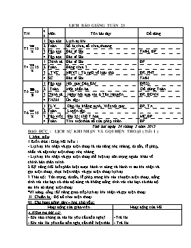 Kế hoạch dạy học lớp 2 - Tuần 23