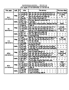 Lịch báo giảng lớp 2 - Tuần 10