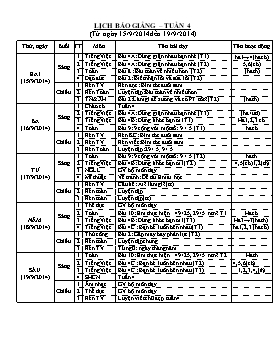 Lịch báo giảng lớp 2 - Tuần 4