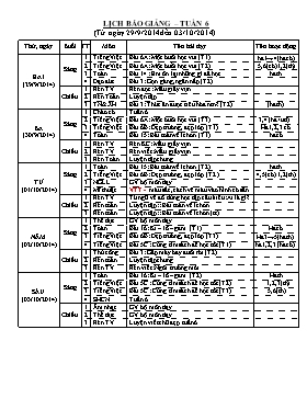 Lịch báo giảng lớp 2 - Tuần 6