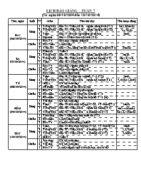 Lịch báo giảng lớp 2 - Tuần 7