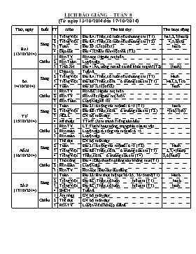 Lịch báo giảng lớp 2 - Tuần 8