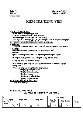 Giáo án Ngữ văn 6 - Tiết 46: Kiểm tra tiếng Việt - Năm học 2014-2015