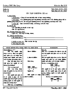 Giáo án Đại số 9 - Tiết 45: Ôn tập chương III (Tiếp theo) - Nguyễn Văn Tý