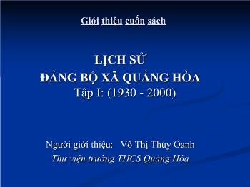 Lịch sử Đảng bộ xã Quảng Hòa