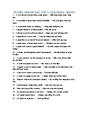 100 câu thành ngữ tiếng Anh quan trọng