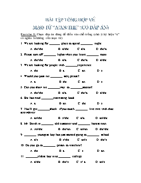 Bài tập tổng hợp về mạo từ “a / an / the” (có đáp án)