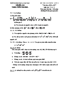 Đề thi olympic lớp 8 năm học 2014 - 2015 môn thi: Toán 8