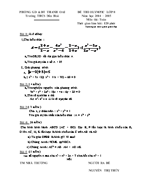 Đề thi olympic lớp 8 năm học 2014 – 2015 môn thi: Toán