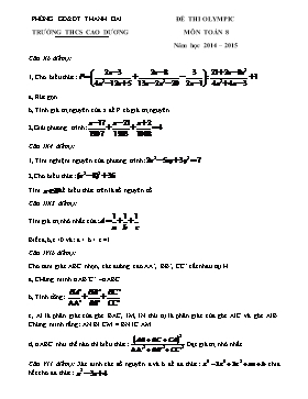 Đề thi olympic môn Toán 8 năm học 2014 – 2015