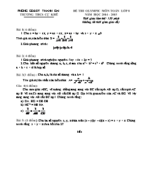 Đề thi olympic môn Toán học lớp 8 năm học 2014 - 2015
