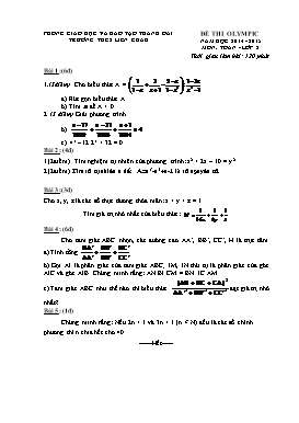 Đề thi olympic năm học 2014 - 2015 môn: Toán lớp 8 - Trường THCS Liên Châu